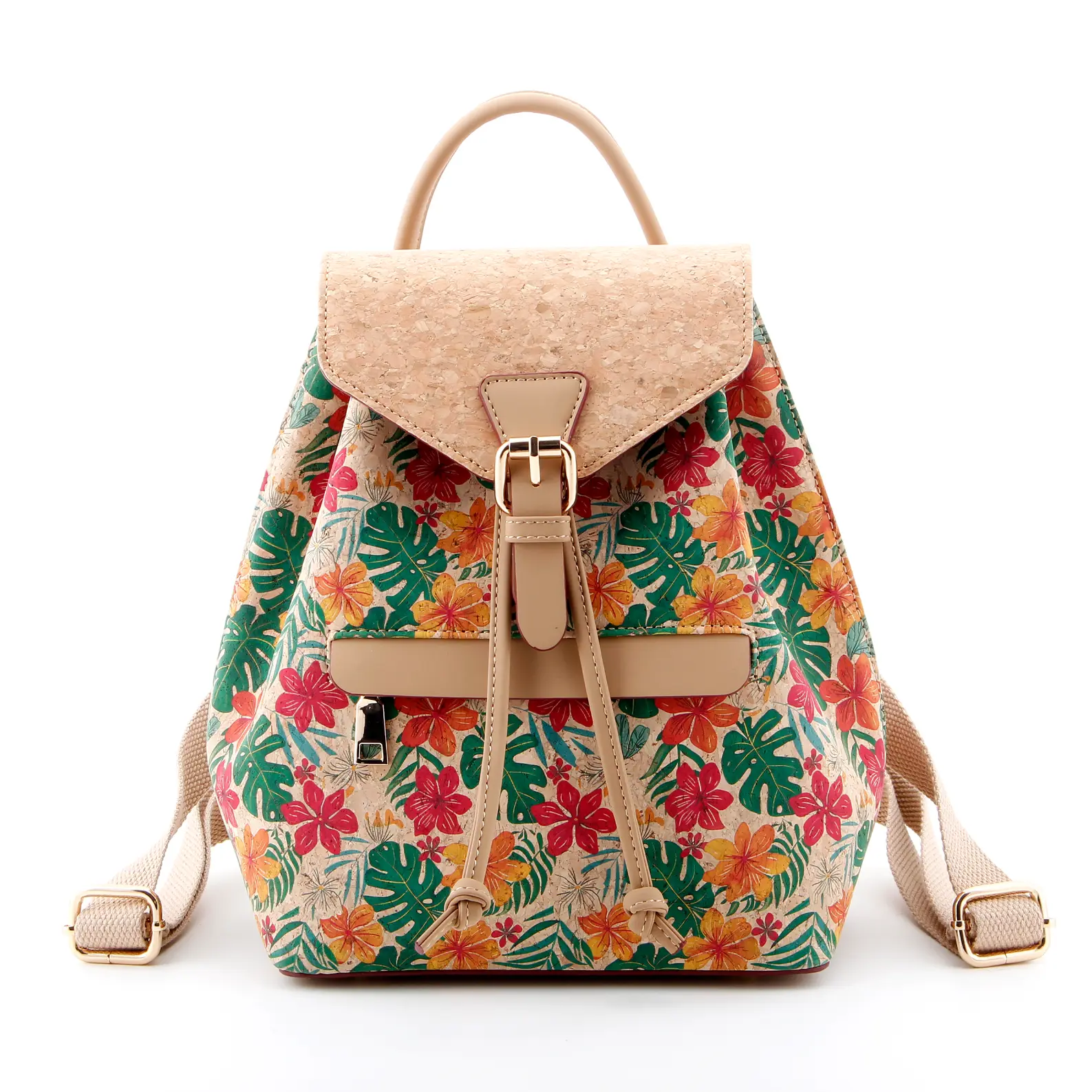 Sac à dos en liège à texture vintage artistique avec deux bretelles
