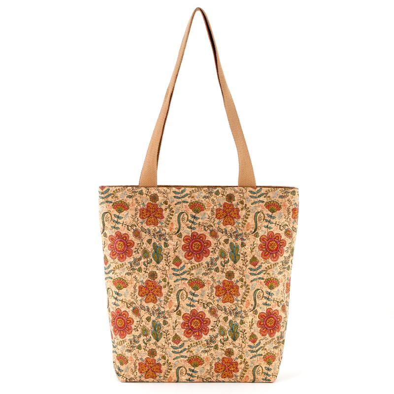 Sac Shopping Fleur En Liège Imprimé